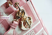 Dior Medium Lady D-Lite Bayadère D-Stripes Pink 24x20x11cm - 5
