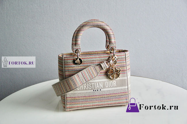Dior Medium Lady D-Lite Bayadère D-Stripes Vintage 24x20x11cm - 1