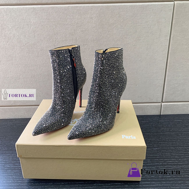 Christian Louboutin Sparkling Black Boots 10cm - 1