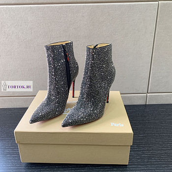 Christian Louboutin Sparkling Black Boots 10cm