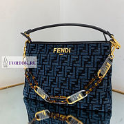 Fendi O'Lock Zip Dark Blue Tapestry Fabric Bag 36x23.5x14cm - 6