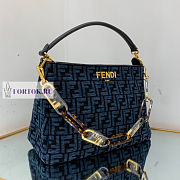 Fendi O'Lock Zip Dark Blue Tapestry Fabric Bag 36x23.5x14cm - 5