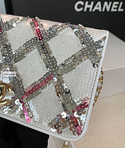 CN Clutch With Chain Sequin in White 19x12x3.5cm - 2