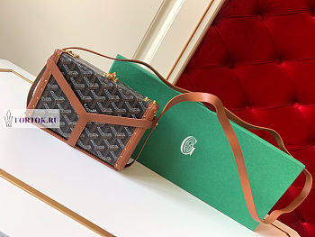 Goyard Minaudière Trunk Brown Bag 16.5x11.5x5cm