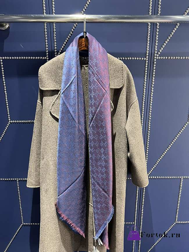 Gucci Warm Shawl Wrap Purple Scarf - 1