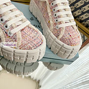 Prada Double Wheel Tweed Pink Sneakers  - 5