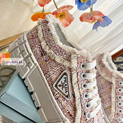 Prada Double Wheel Tweed Pink Sneakers  - 3