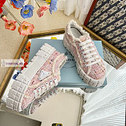Prada Double Wheel Tweed Pink Sneakers  - 2