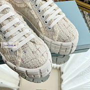 Prada Double Wheel Tweed White Sneakers  - 2