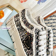 Prada Double Wheel Tweed Black Sneakers  - 5