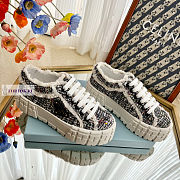 Prada Double Wheel Tweed Black Sneakers  - 4