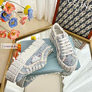 Prada Double Wheel Tweed Blue Sneakers  - 6