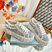Prada Double Wheel Tweed Blue Sneakers  - 5