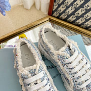 Prada Double Wheel Tweed Blue Sneakers  - 2