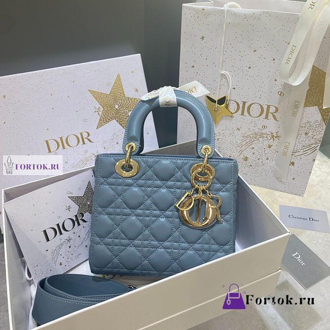 Lady Dior My ABC Cannage Lambskin Light Blue 20cm - 1