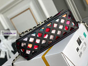 Chanel Perforated Calfskin Printed Fabric Black Flap Bag 21x14x7cm - 4