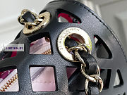 Chanel Perforated Calfskin Printed Fabric Black Flap Bag 21x14x7cm - 3
