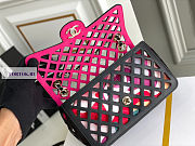 Chanel Perforated Calfskin Printed Fabric Black Flap Bag 21x14x7cm - 2