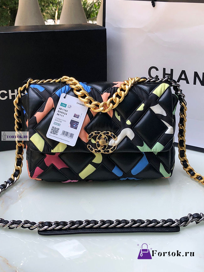 Chanel 19 Flap Bag Black Multicolor 26cm - 1