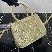 Prada Galleria Satin Yellow Bag with Crystals 24.5x16.5x11cm - 4