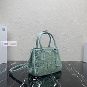 Prada Galleria Satin Green Bag with Crystals 24.5x16.5x11cm - 6