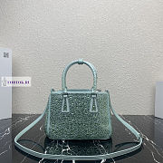 Prada Galleria Satin Green Bag with Crystals 24.5x16.5x11cm - 5
