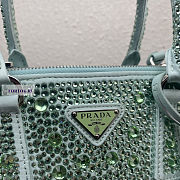 Prada Galleria Satin Green Bag with Crystals 24.5x16.5x11cm - 4