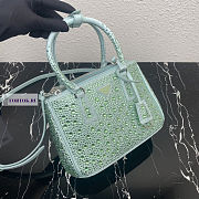 Prada Galleria Satin Green Bag with Crystals 24.5x16.5x11cm - 2