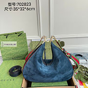 Gucci Large Attache Oatmeal Blue Suede Bag 35x32x6cm - 1