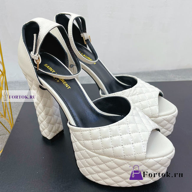 YSL Quilted Tass White Pumps - 1