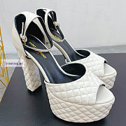 YSL Quilted Tass White Pumps - 1