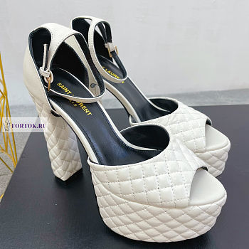 YSL Quilted Tass White Pumps