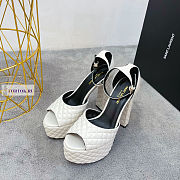 YSL Quilted Tass White Pumps - 6