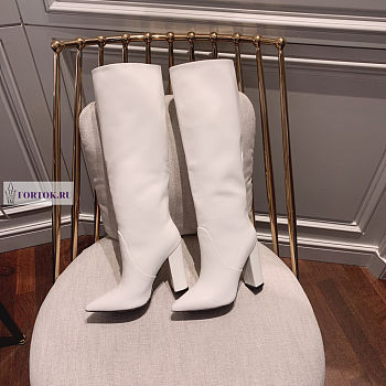 YSL White Leather Boots