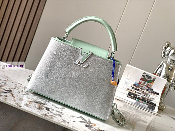 LV Capucines BB Silver and Mint Bag 27x18x9cm