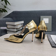 Tom Ford Snake Leather Gold Pumps - 3