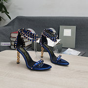 Tom Ford Padlock Chain Blue Pumps - 1