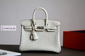 Hermes White Ostrich Leather Birkin 25/30/35cm