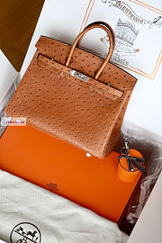 Hermes Brown Ostrich Leather Birkin 25/30/35cm - 3