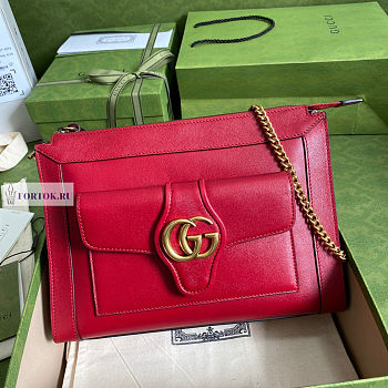 Gucci Calfskin Red Tote Bag 27.5x21x7.5cm