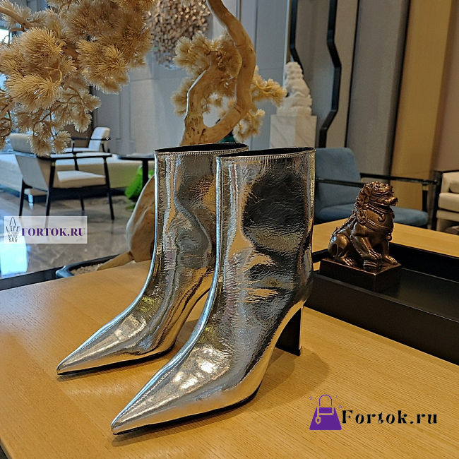 Balenciaga Silver Ankle Boots - 1
