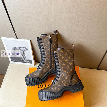 Louis Vuitton Ruby Flat Monogram Canvas Brown Ankle Boots