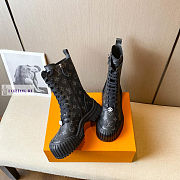 Louis Vuitton Ruby Flat Monogram Canvas Black Ankle Boots - 5
