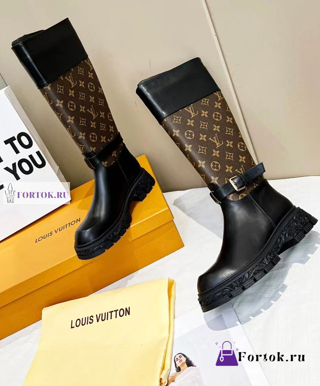 Louis Vuitton Monogram Canvas Brown High Boots - 1