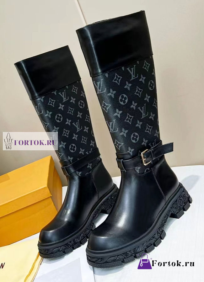 Louis Vuitton Monogram Canvas Black High Boots - 1