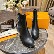 Louis Vuitton Black Leather Blue Denim Ankle Boots - 5