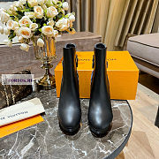 Louis Vuitton Black Leather Blue Denim Ankle Boots - 3
