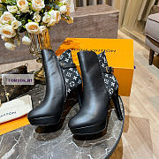 Louis Vuitton Black Leather Black Denim Ankle Boots - 1