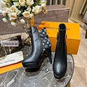 Louis Vuitton Black Leather Black Denim Ankle Boots - 4