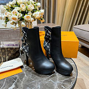 Louis Vuitton Black Leather Black Denim Ankle Boots - 2